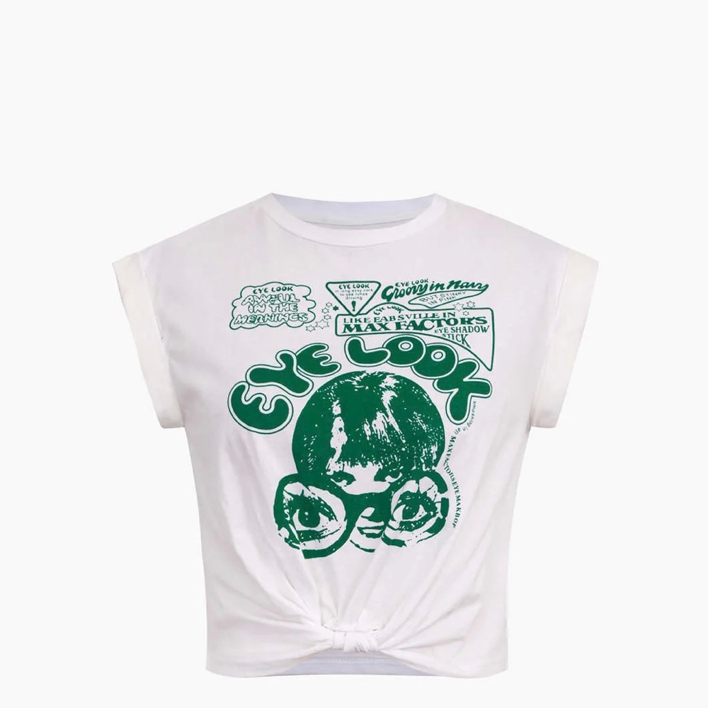 MICAS Eye Look Graphic Knot Hem T-Shirt